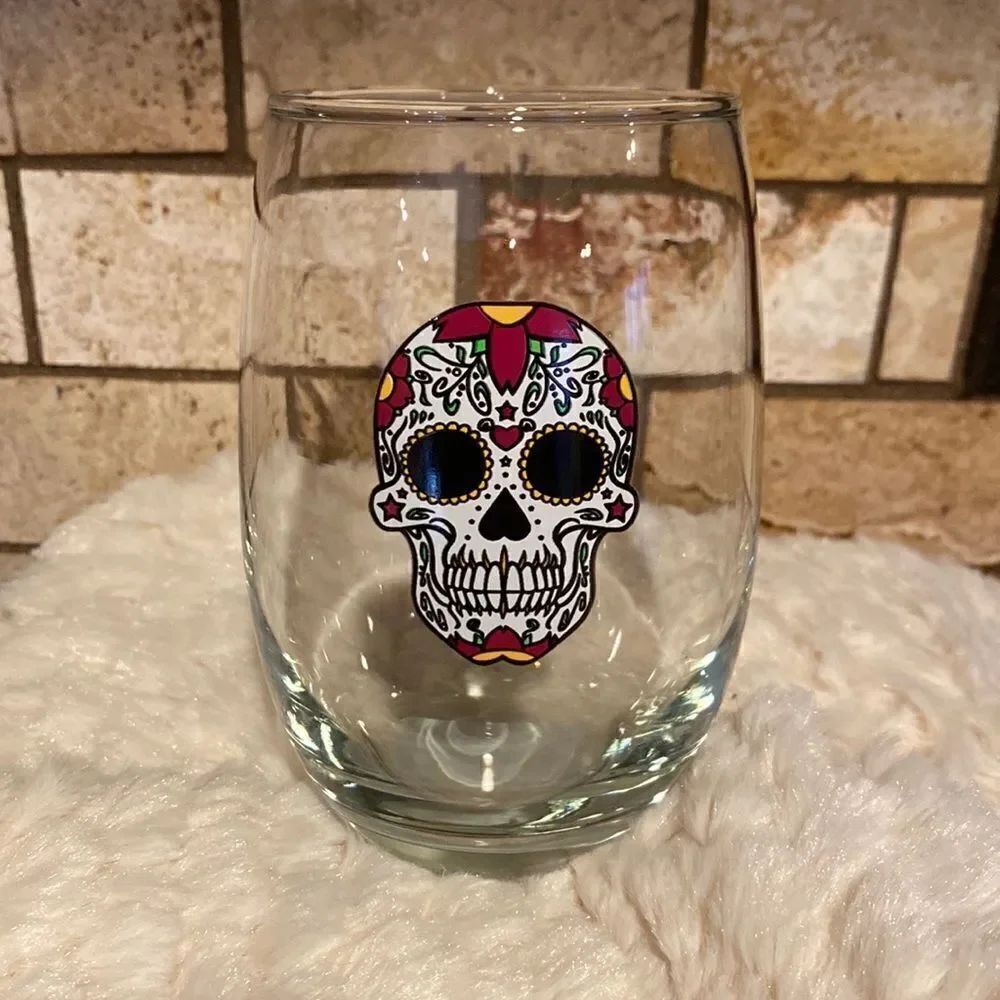 Day of the Dead Stemless Wine Glass